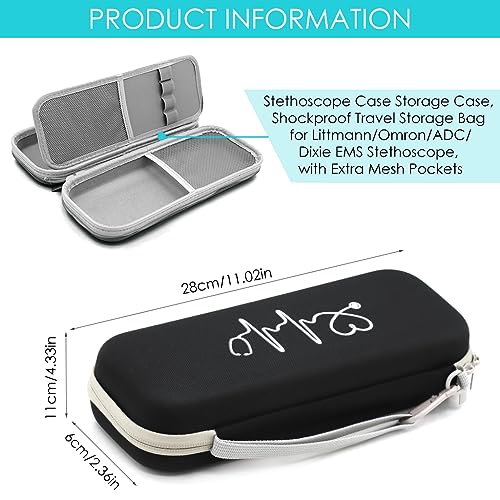 ZORBES® Ethylene Vinyl Acetate Eva Stethoscope Case Portable Modern Bag Shockproof Protective Storage For Littmann Omron Adc Dixie Ems With Extra Mesh Pockets Only Black 3 PCS ZORBES® Ethylene Vinyl Acetate Eva Stethoscope Case Portable Modern Bag Shockproof Protective Storage For Littmann Omron Adc Dixie Ems With Extra Mesh Pockets Only Black 3 PCS